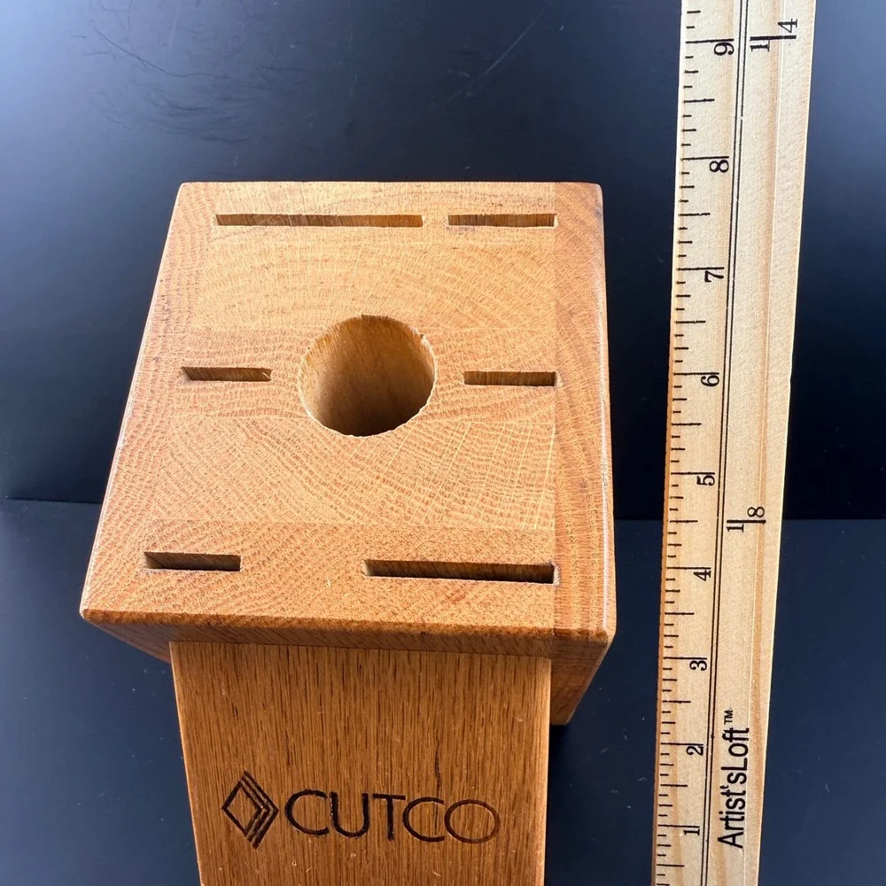 Cutco 7-Slot Honey Oak Wood Knife Block Holder‎ Storage Made in USA